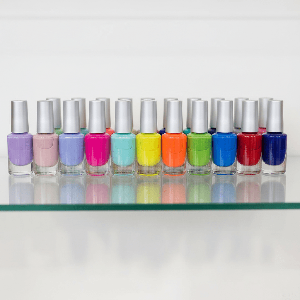 Nail polish colors arranged
