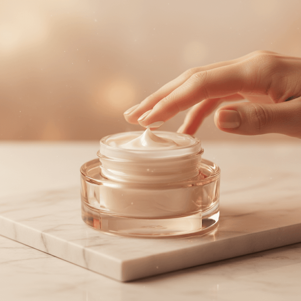 Open jar of body cream