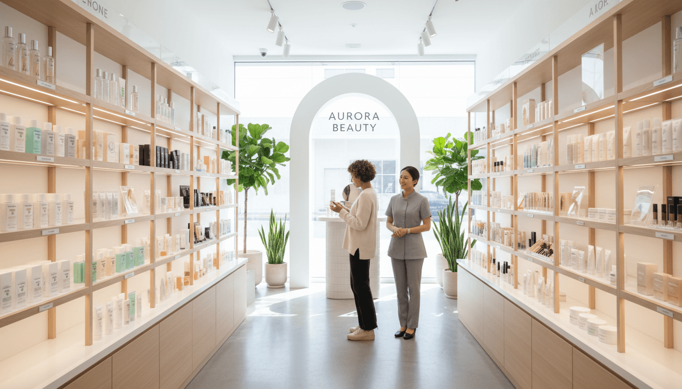 Shelves stocked with beauty products in a Tennessee store